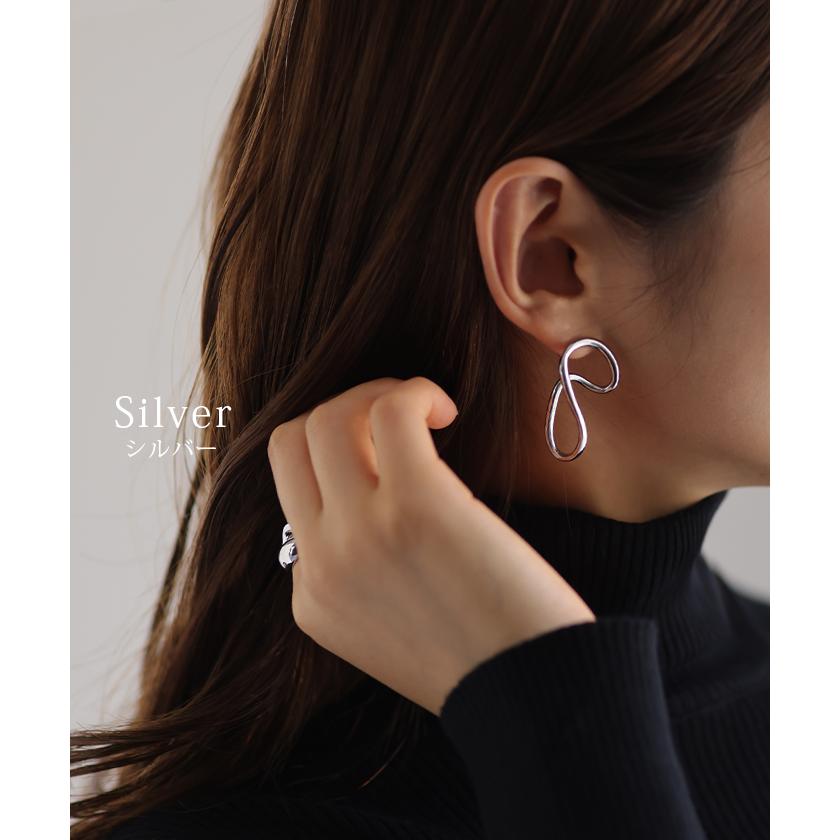 ピアス アクセサリー インフィニティ シルバー ゴールド シルバーアクセサリー 大ぶり カーブ ウェーブ | HUG.U | 08