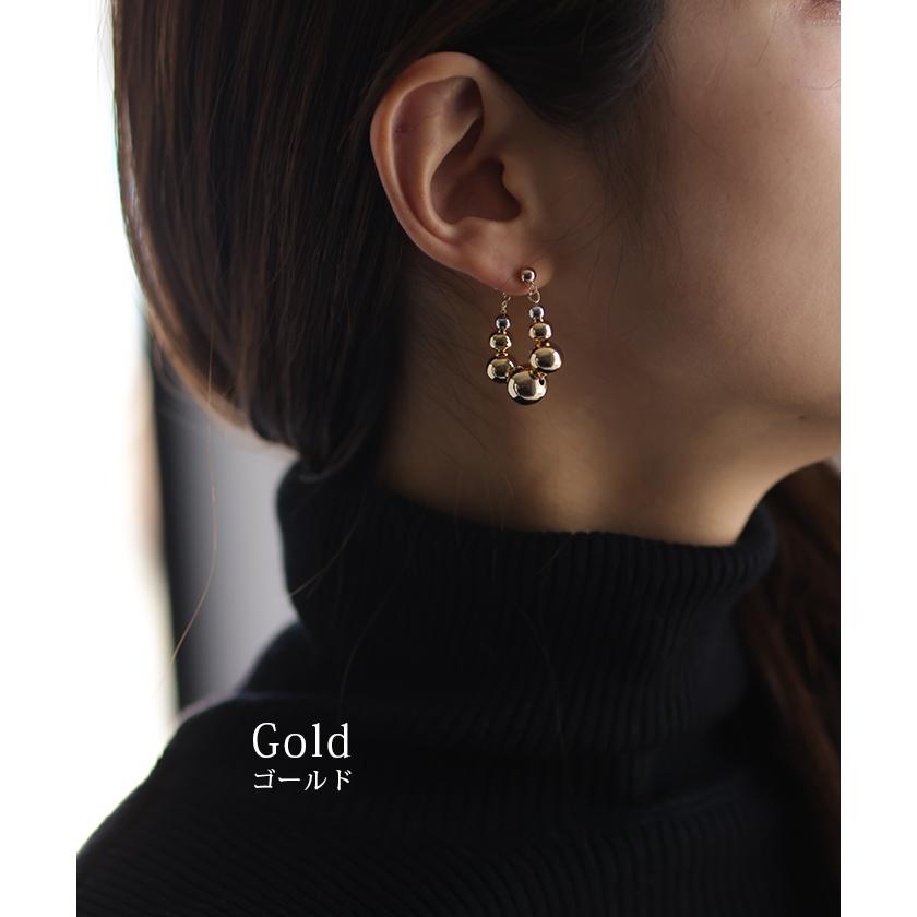 ピアス アクセサリー ボール 丸 シルバー ゴールド シルバーアクセサリー フープ 大ぶり カーブ ウェーブ | HUG.U | 11