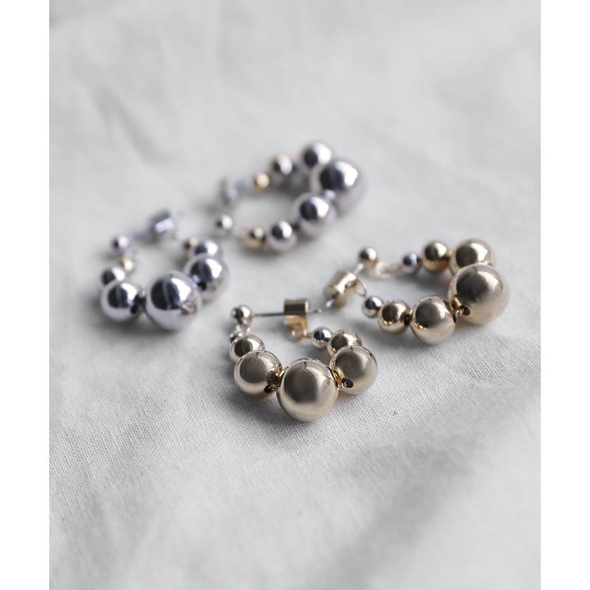 ピアス アクセサリー ボール 丸 シルバー ゴールド シルバーアクセサリー フープ 大ぶり カーブ ウェーブ | HUG.U | 12