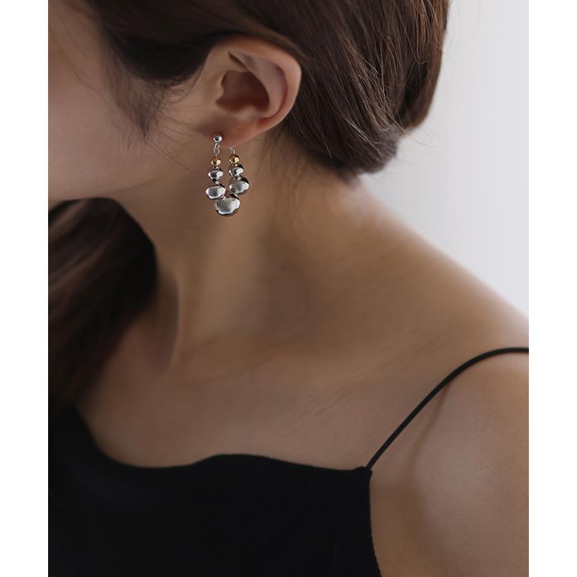 ピアス アクセサリー ボール 丸 シルバー ゴールド シルバーアクセサリー フープ 大ぶり カーブ ウェーブ | HUG.U | 13