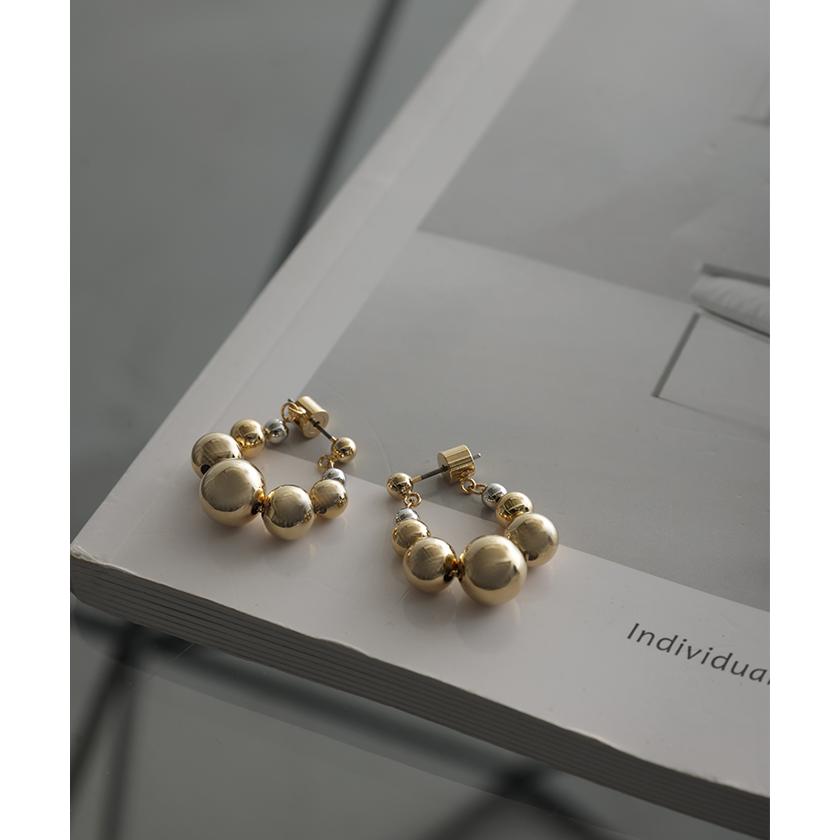 ピアス アクセサリー ボール 丸 シルバー ゴールド シルバーアクセサリー フープ 大ぶり カーブ ウェーブ | HUG.U | 04