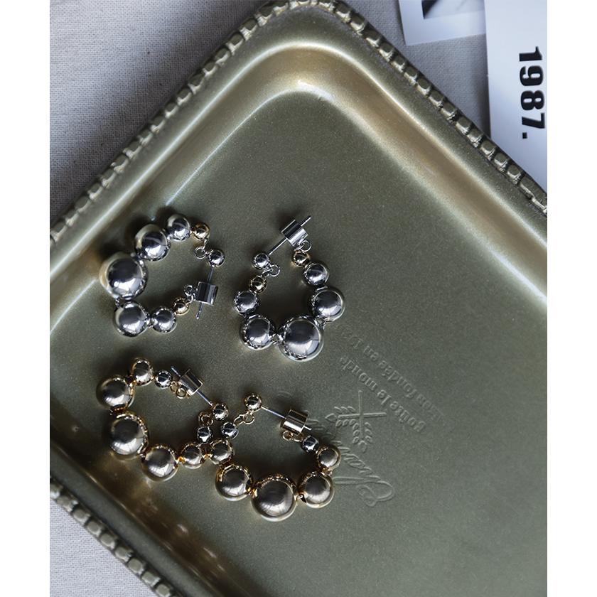 ピアス アクセサリー ボール 丸 シルバー ゴールド シルバーアクセサリー フープ 大ぶり カーブ ウェーブ | HUG.U | 08