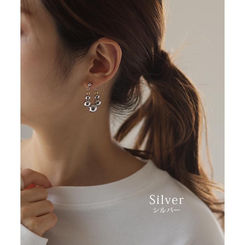 ピアス アクセサリー ボール 丸 シルバー ゴールド シルバーアクセサリー フープ 大ぶり カーブ ウェーブ | HUG.U | 09