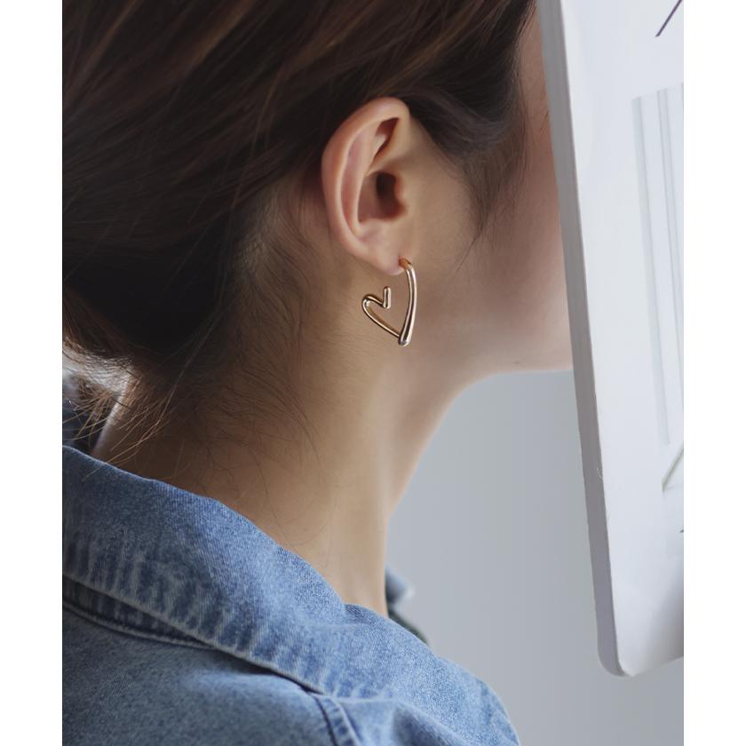 ハートピアス アクセサリー ピアス シルバー ゴールド シルバーアクセサリー フープ 大ぶり カーブ ハート | HUG.U | 13