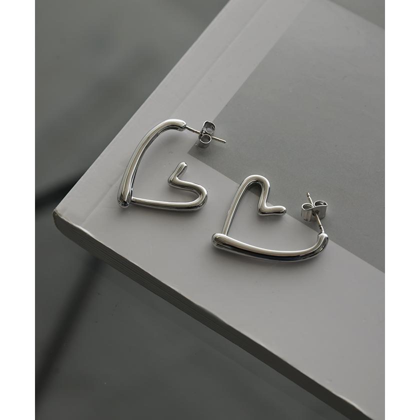 ハートピアス アクセサリー ピアス シルバー ゴールド シルバーアクセサリー フープ 大ぶり カーブ ハート | HUG.U | 06