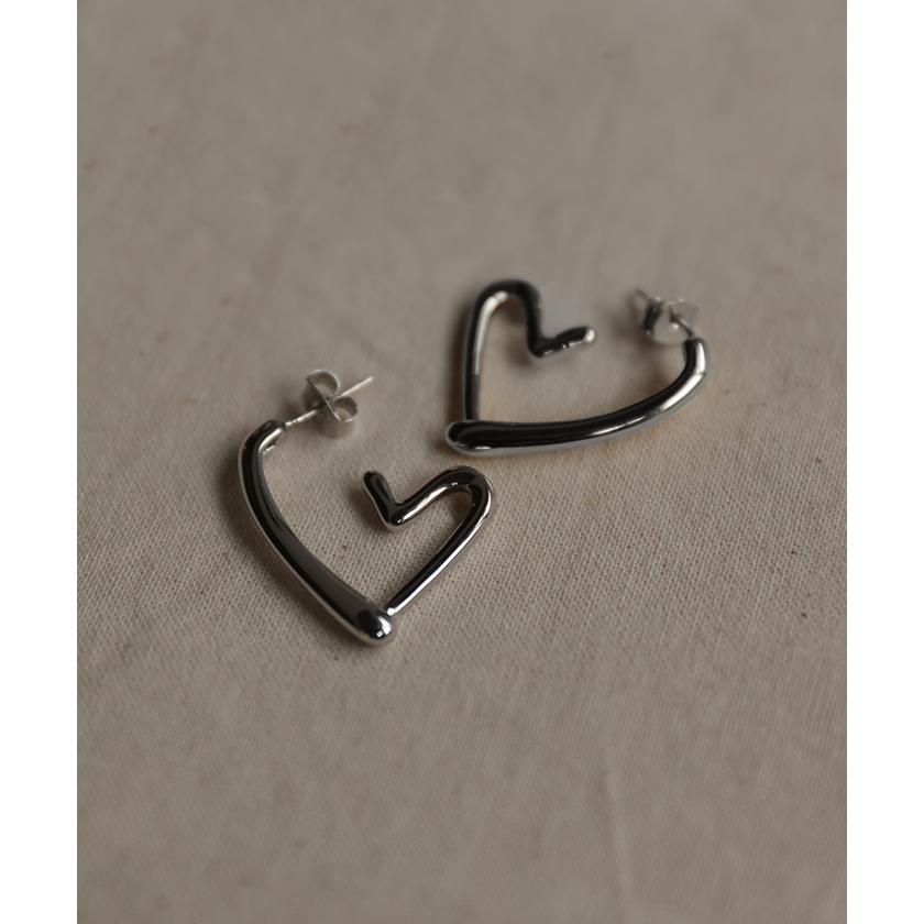 ハートピアス アクセサリー ピアス シルバー ゴールド シルバーアクセサリー フープ 大ぶり カーブ ハート | HUG.U | 09