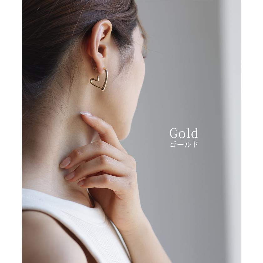 【国内発送】Big Heart* ハートのフープピアス/gold.rose.silver Annika Inez ハート フープ ピアス ハートHEART シルバー925