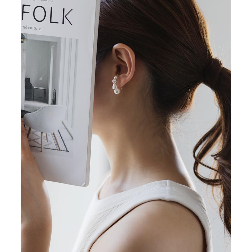 イヤーカフ パール ピアス 風 アクセサリー ノンホール バロックパール ゴールド イヤカフ ゴールドアクセサリー | HUG.U | 12