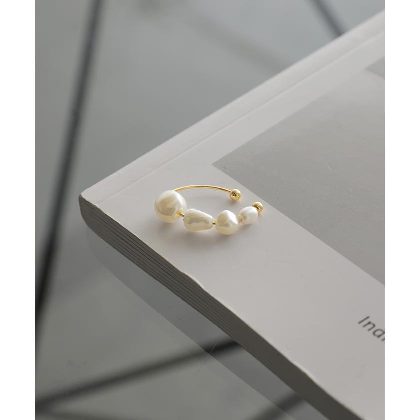 イヤーカフ パール ピアス 風 アクセサリー ノンホール バロックパール ゴールド イヤカフ ゴールドアクセサリー | HUG.U | 02