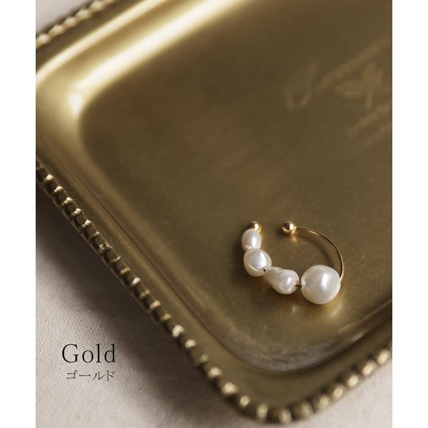 HUG.U イヤーカフ パール ピアス 風 アクセサリー ノンホール バロック
