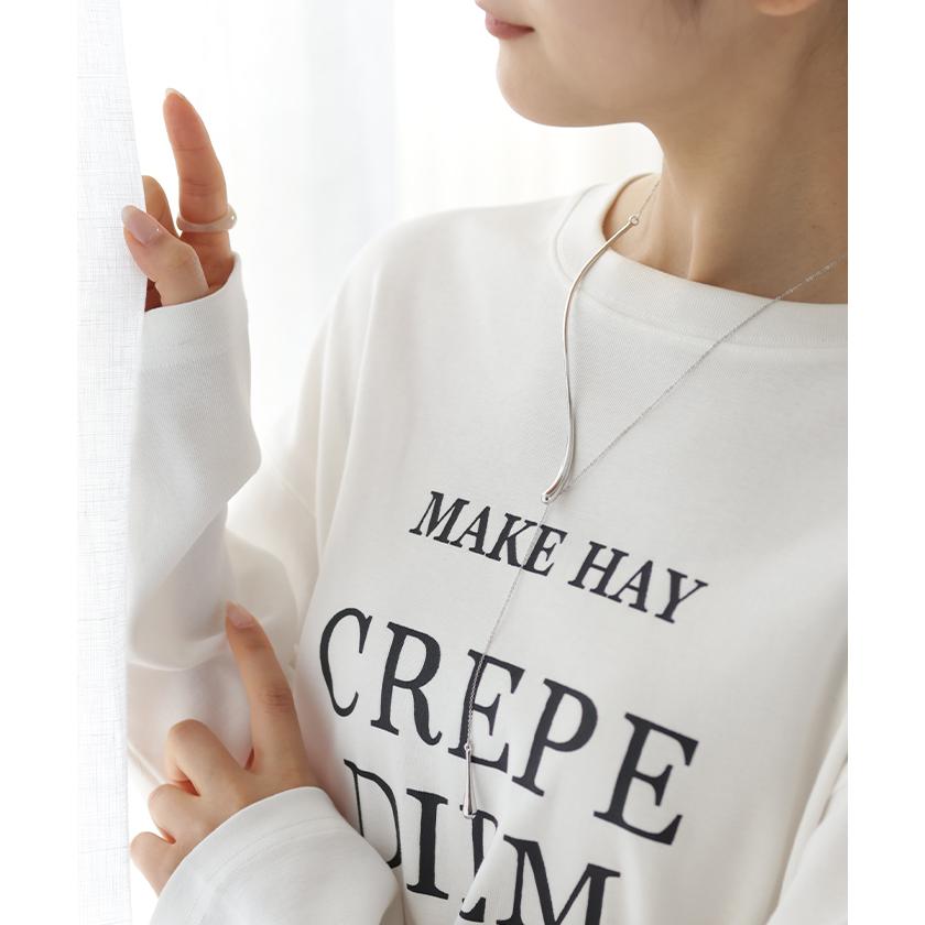 ネックレス Y字 アクセサリー カーブ メタル チェーン レディース ロング ロングネックレス オブジェ シルバー | HUG.U | 14