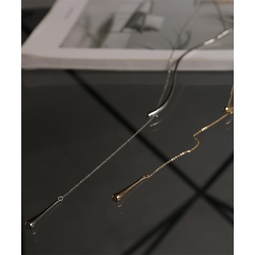 ネックレス Y字 アクセサリー カーブ メタル チェーン レディース ロング ロングネックレス オブジェ シルバー | HUG.U | 06