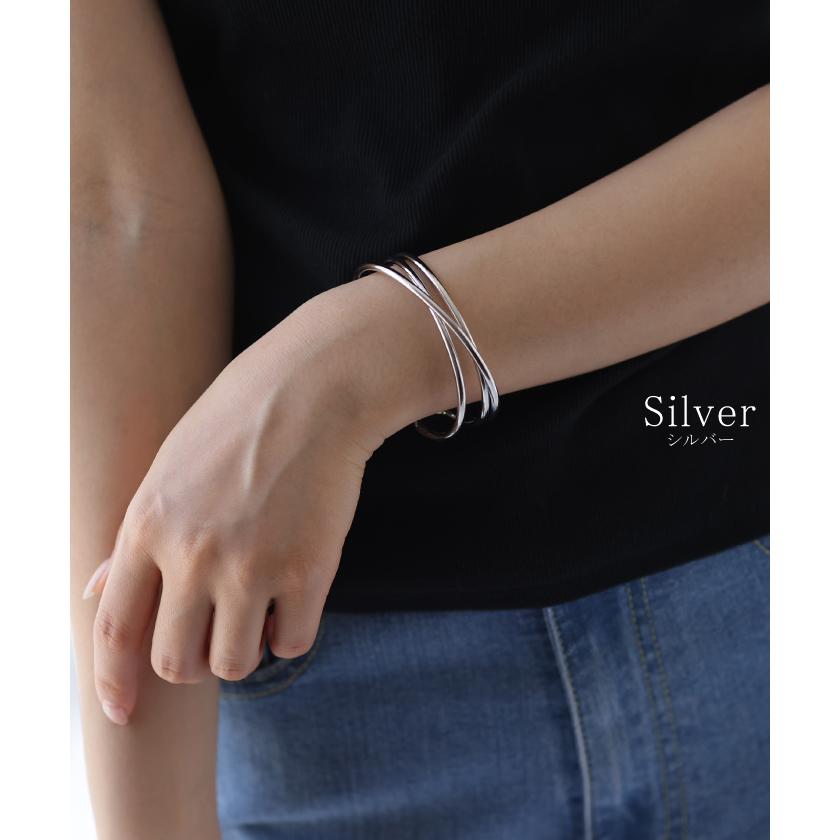 バングル アクセサリー ブレスレット クロスバングル レディース シルバー ゴールド シルバーアクセサリー | HUG.U | 08