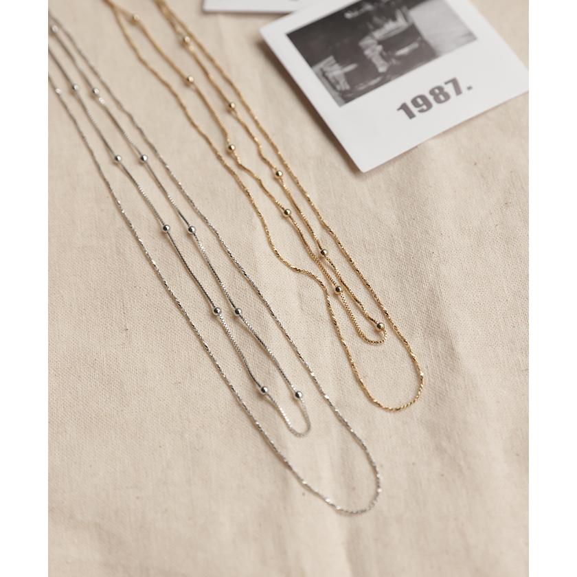 ネックレス 2連 ボールチェーンネックレス チェーン ボール ボールチェーン チェーンネックレス | HUG.U | 03