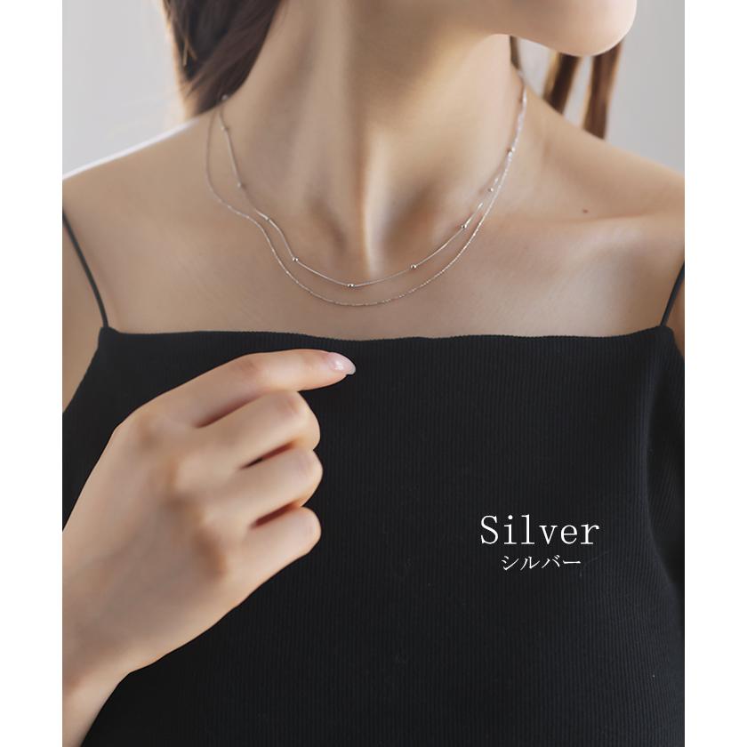 HUG.U（ハグユー） ネックレス 2連 ボールチェーンネックレス チェーン