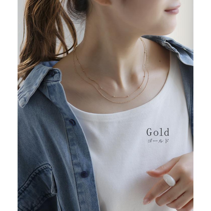 ネックレス 2連 ボールチェーンネックレス チェーン ボール ボールチェーン チェーンネックレス | HUG.U | 09