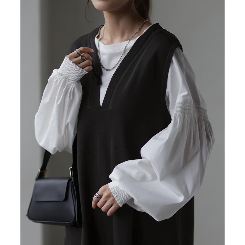 トップス ワンピース ニット ロング レディース ニットワンピース ロングワンピース 重ね着 レイヤード | HUG.U | 12