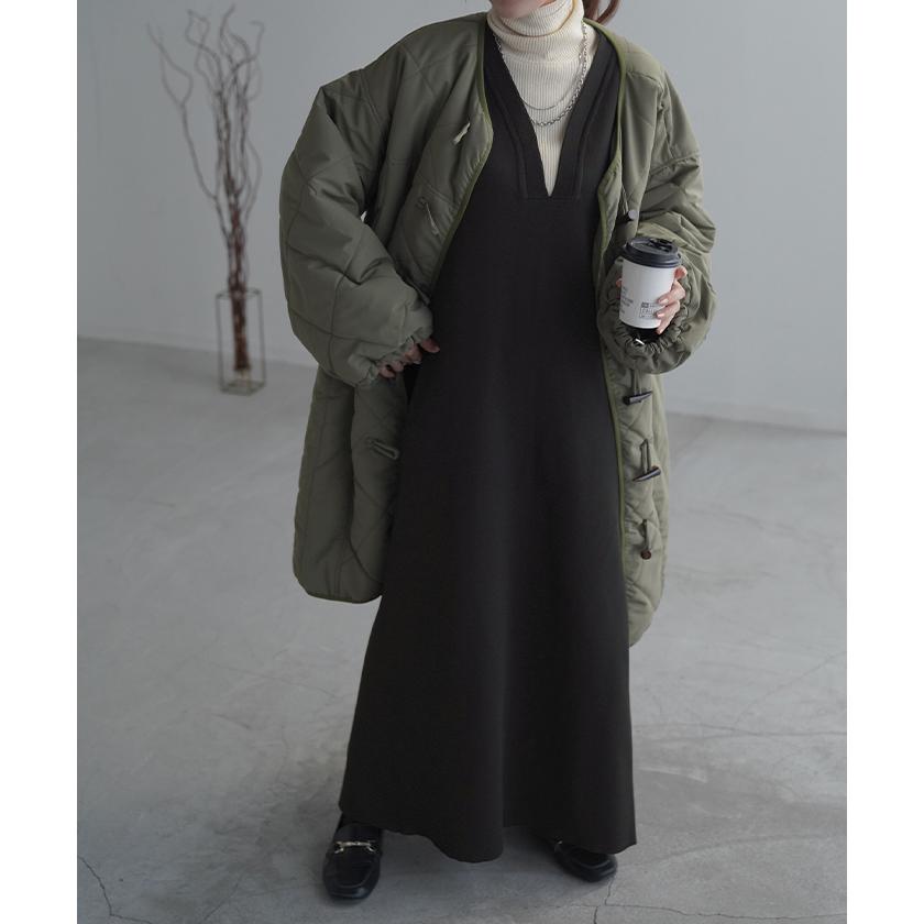 トップス ワンピース ニット ロング レディース ニットワンピース ロングワンピース 重ね着 レイヤード | HUG.U | 13