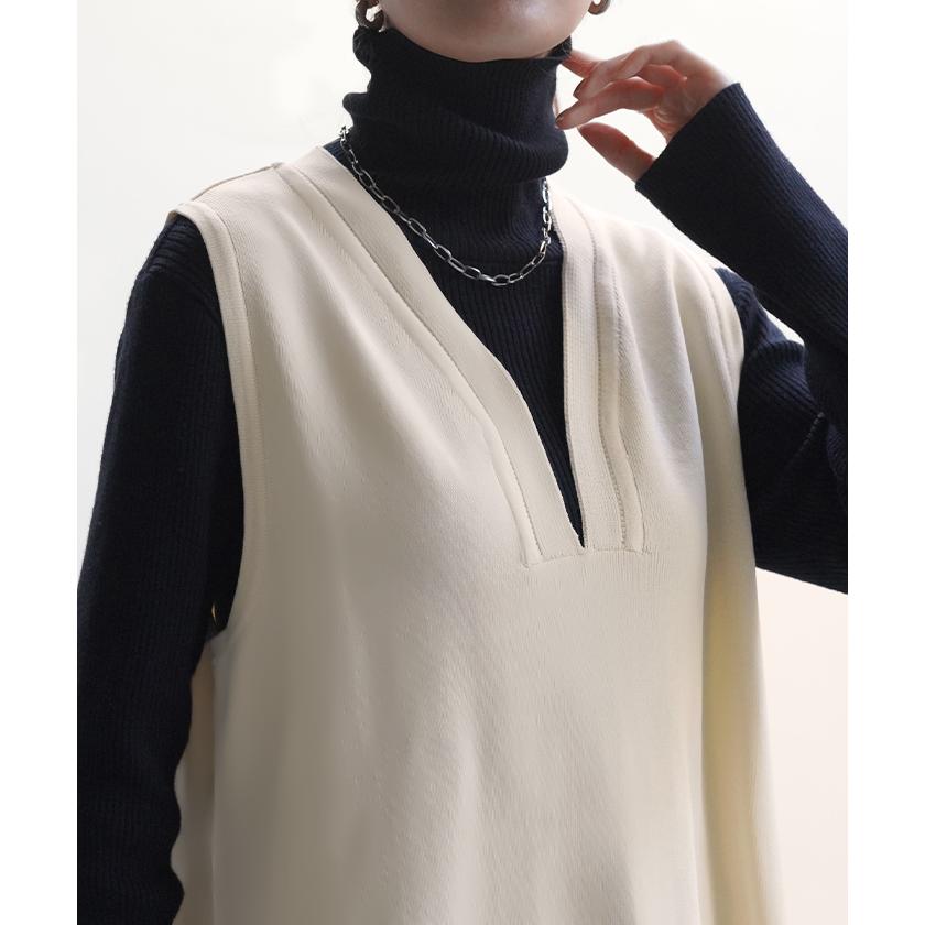 トップス ワンピース ニット ロング レディース ニットワンピース ロングワンピース 重ね着 レイヤード | HUG.U | 05