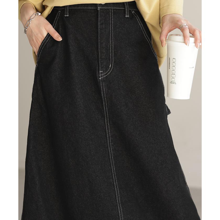 スカート デニム ロングスカート デニムスカート レディース ロング フレア フレアスカート Aライン Aラインスカート ボトムス | HUG.U | 19