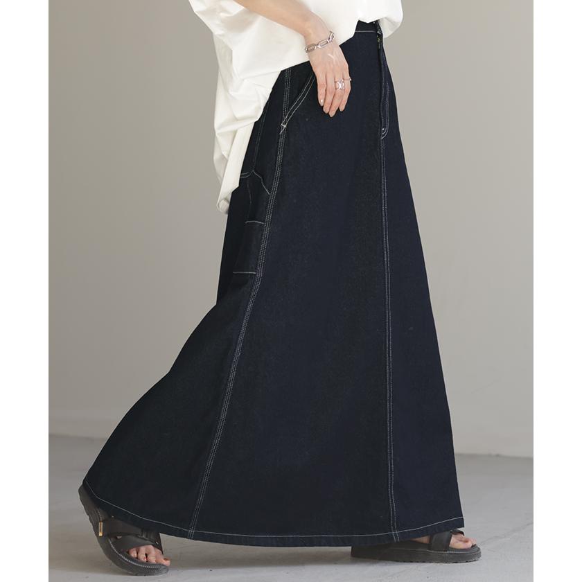 スカート デニム ロングスカート デニムスカート レディース ロング フレア フレアスカート Aライン Aラインスカート ボトムス | HUG.U | 07