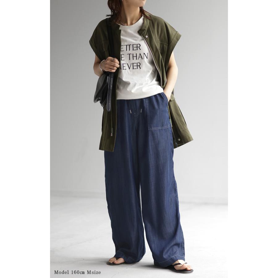 パンツ デニム 風 イージー ワイド レディース ベイカー デニムパンツ ワイドパンツ バギーパンツ ジーンズ ジーパン | HUG.U | 04