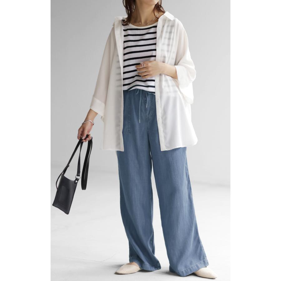 パンツ デニム 風 イージー ワイド レディース ベイカー デニムパンツ ワイドパンツ バギーパンツ ジーンズ ジーパン | HUG.U | 08