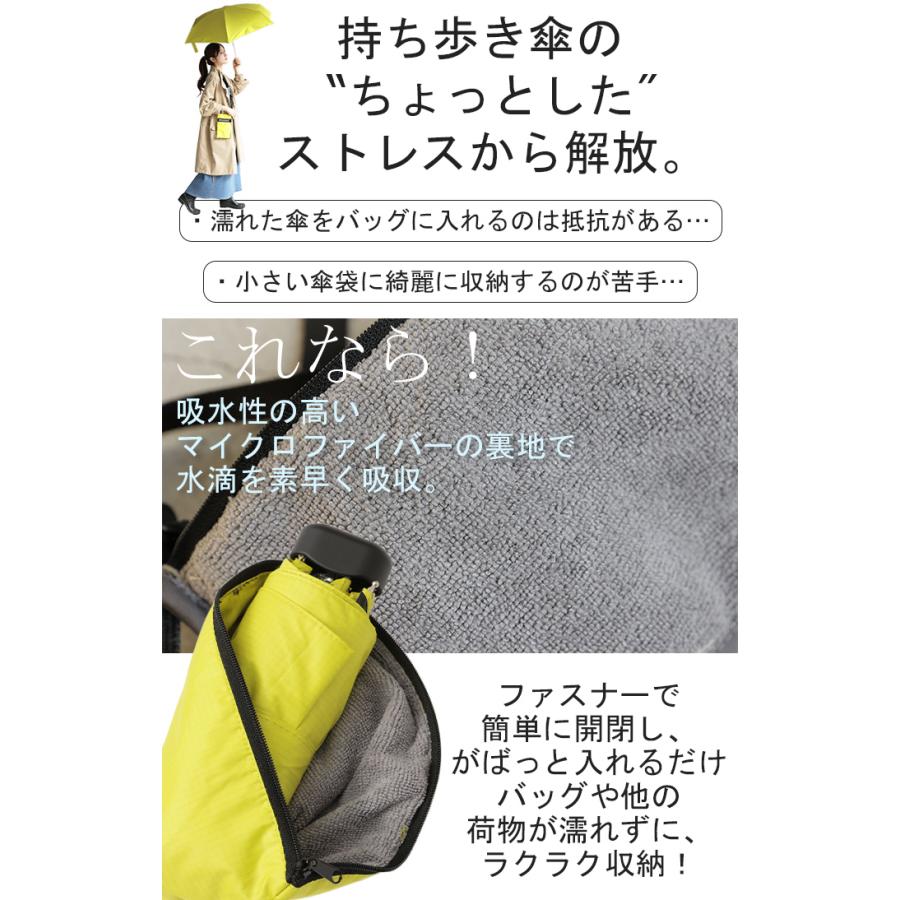 折りたたみ傘 晴雨兼用 UVカット 吸水 サコッシュ レディース 収納ケース 付き 雨傘 軽量 カーボン 防水 遮光率99.9％ | HUG.U | 06