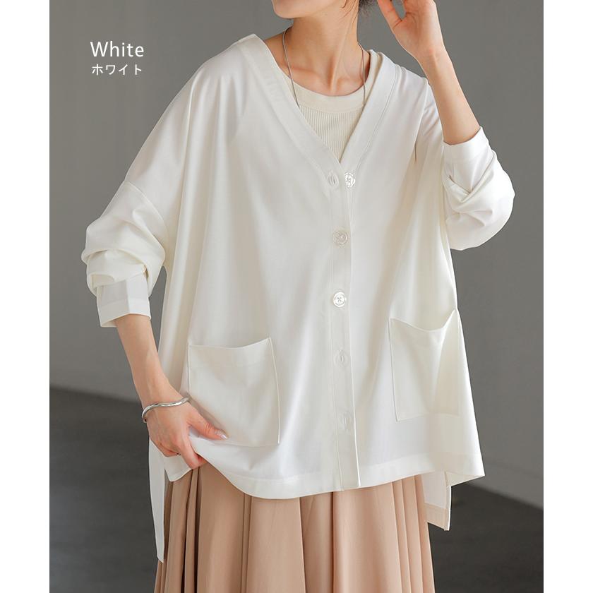 カーディガン ジャスト丈 接触冷感 レディース トップス 涼しい 薄手 体型カバー ニット セーター 軽い | HUG.U | 16