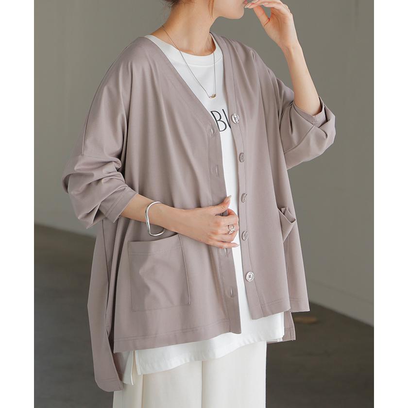 カーディガン ジャスト丈 接触冷感 レディース トップス 涼しい 薄手 体型カバー ニット セーター 軽い | HUG.U | 09