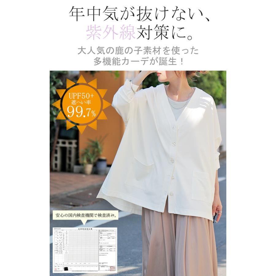 カーディガン ジャスト丈 接触冷感 レディース トップス 涼しい 薄手 体型カバー ニット セーター 軽い | HUG.U | 10