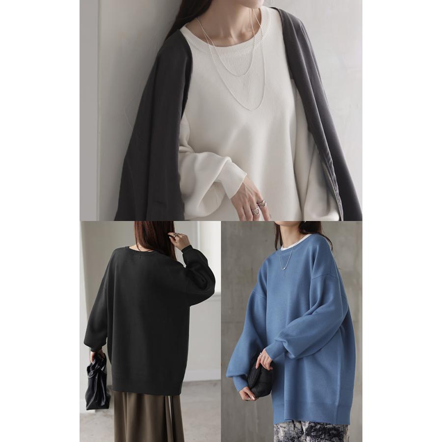 ニット チュニック レディース セーター トップス クルーネック プルオーバー チクチクしない ドルマン ハイケージ ハイゲージニット オーバー 長袖 | HUG.U | 16