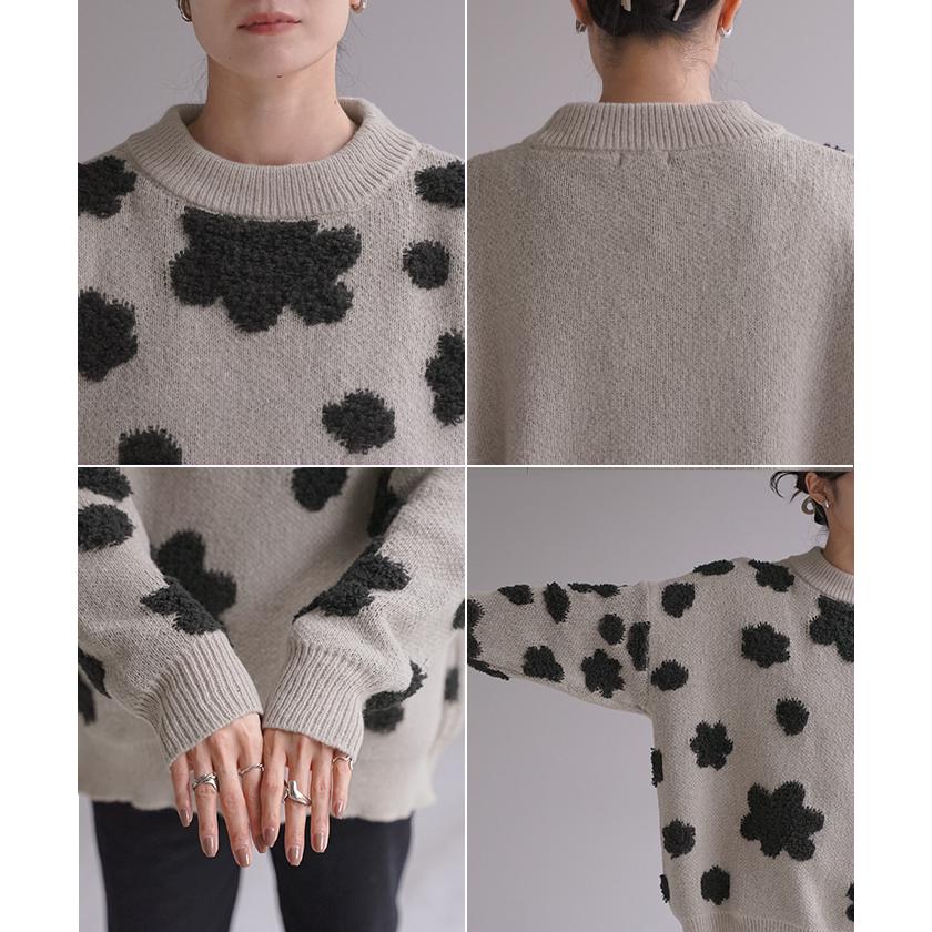 HUG.U ニット 花柄 セーター レディース トップス 厚手 厚い 総 HUG.U ニット 花柄 セーター レディース トップス 厚手 厚い 総