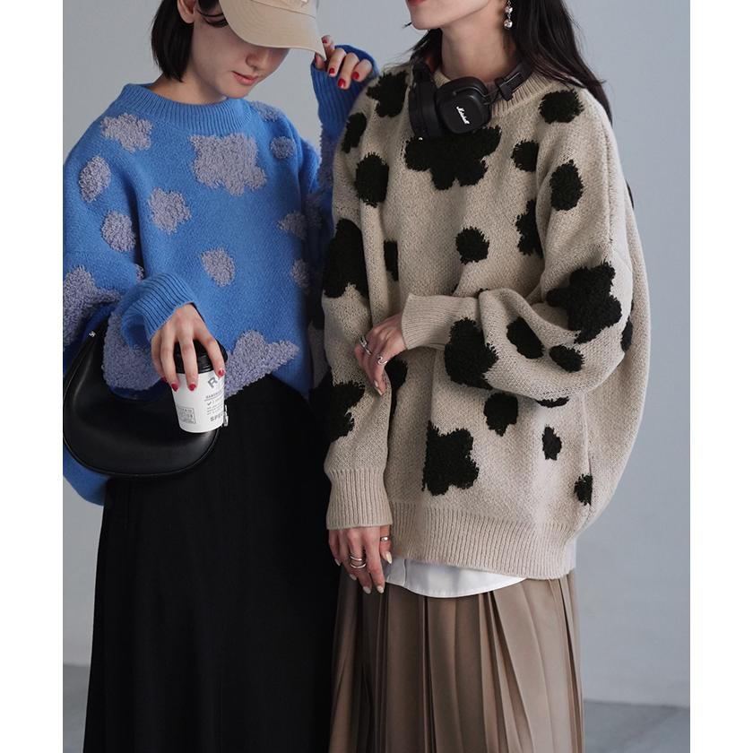 マルディメクルディ 希少 大人気 韓国デザイナー ニット セーター 総柄 花柄 ☆MARDI MERCREDI☆ CASHMERE BLENDED PULLOVER FLOWER 韓国発 (Mardi
