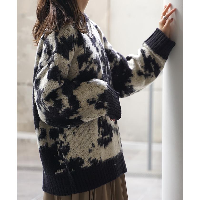 ニット カモフラージュ 柄 レディース トップス バルキーニット セーター オーバー モヘア プルオーバー | HUG.U | 06