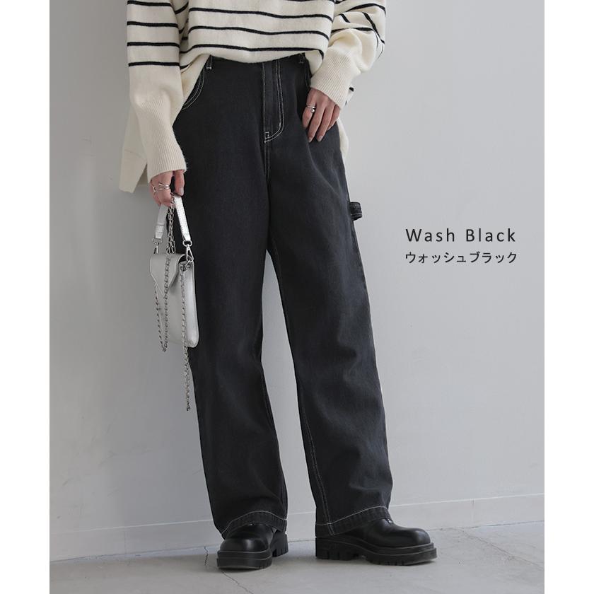 パンツ 別売り セットアップ可 デニム ワイド レディース ボトムス ワイドパンツ ペインターパンツ ハイウエスト | HUG.U | 14