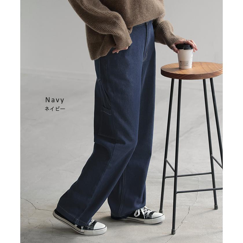 パンツ 別売り セットアップ可 デニム ワイド レディース ボトムス ワイドパンツ ペインターパンツ ハイウエスト | HUG.U | 15