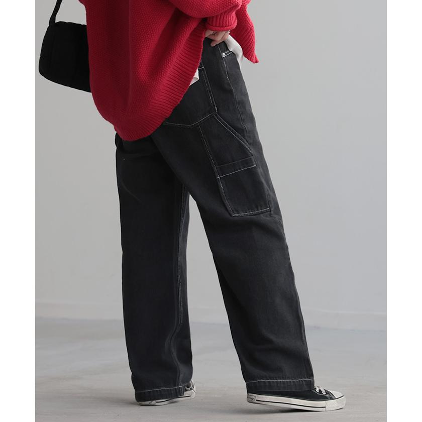 パンツ 別売り セットアップ可 デニム ワイド レディース ボトムス ワイドパンツ ペインターパンツ ハイウエスト | HUG.U | 07