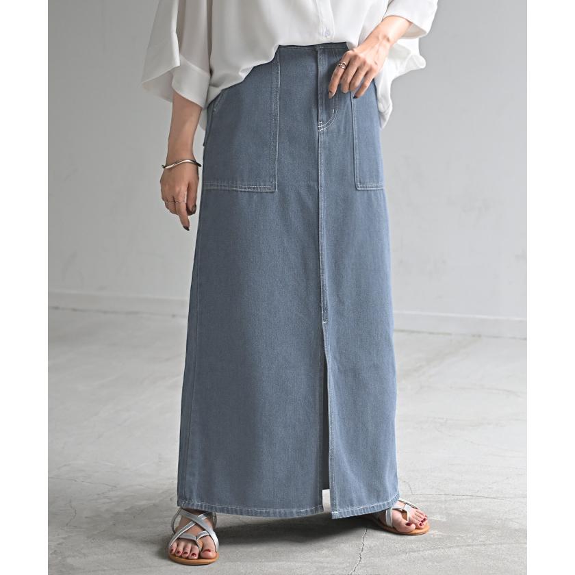 デニム スカート レディース ボトムス デニムスカート ロングスカート ロング 長い 脚長 美脚 おしゃれ マキシ | HUG.U | 07