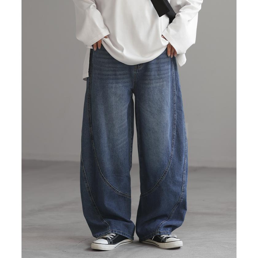 HUG.U（ハグユー） デニム パンツ バルーン ワイド 綿100％ レディース