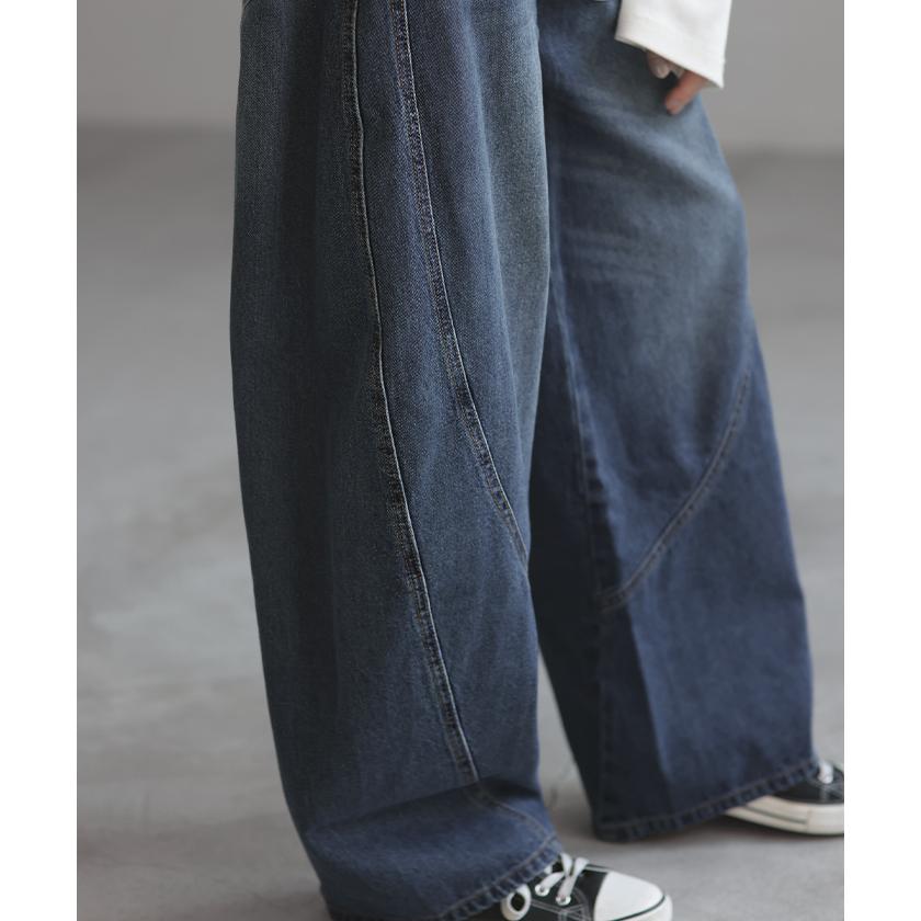 デニム パンツ バルーン ワイド 綿100％ レディース ボトムス ジーパン カーブパンツ バルーンパンツ | HUG.U | 10