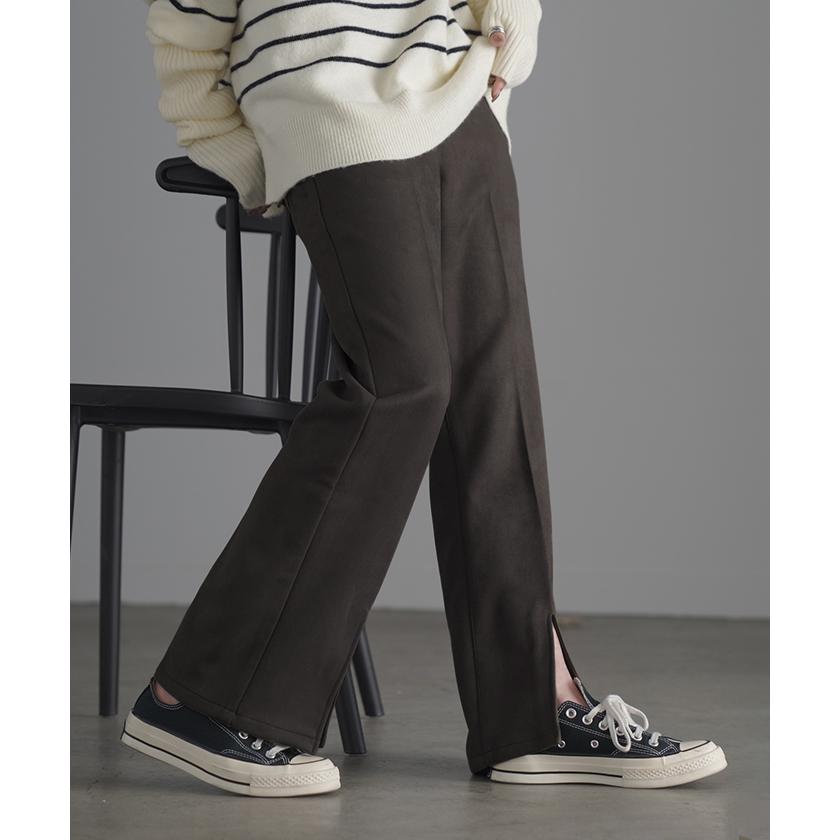 パンツ ワイド レディース フレア フレアパンツ ワイドパンツ ロング ロングパンツ スエード ボトムス | HUG.U | 06