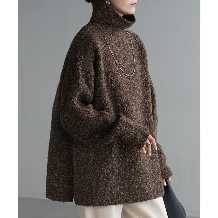 ニット ロング セーター メランジ レディース トップス ドロップショルダー チュニック ロングニット | HUG.U | 13