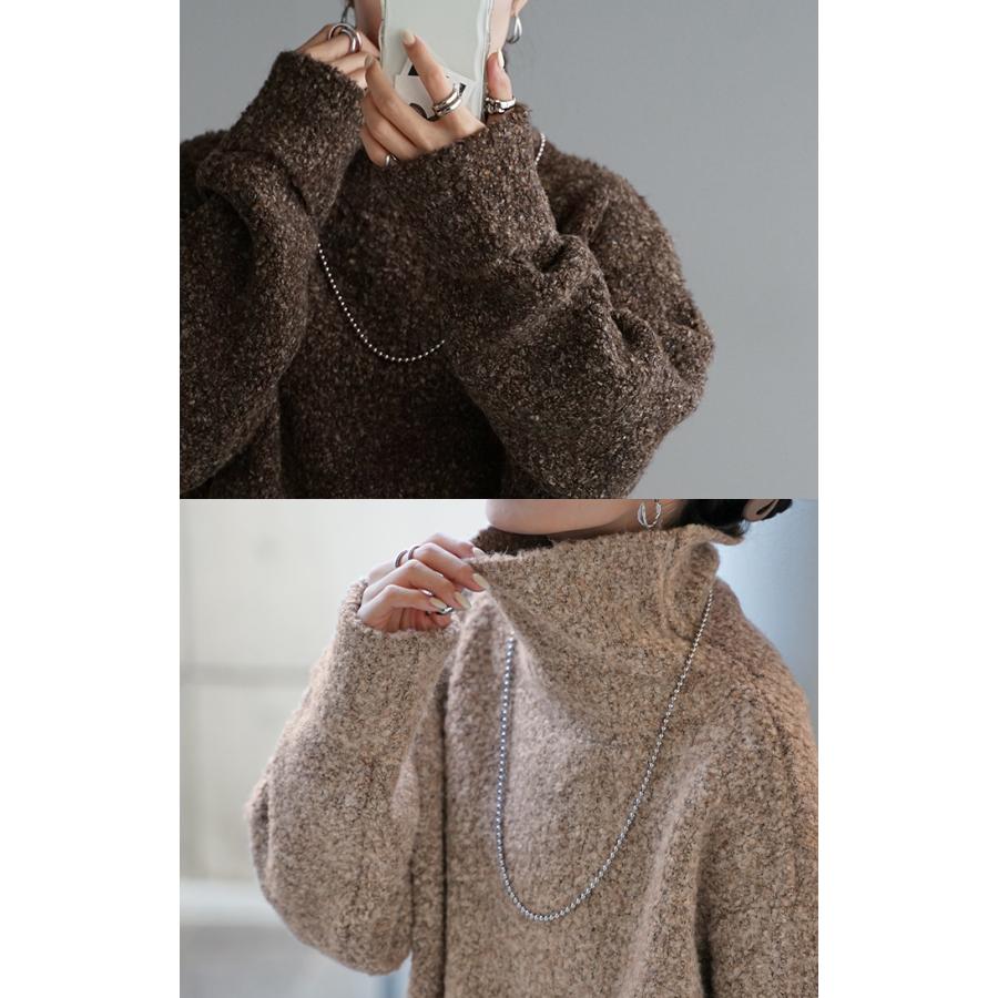 ニット ロング セーター メランジ レディース トップス ドロップショルダー チュニック ロングニット | HUG.U | 14