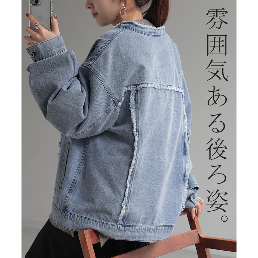Gジャン ビッグ オーバーサイズ デニム アウター デニムジャケット レディース デニムシャツ トップス | HUG.U | 21