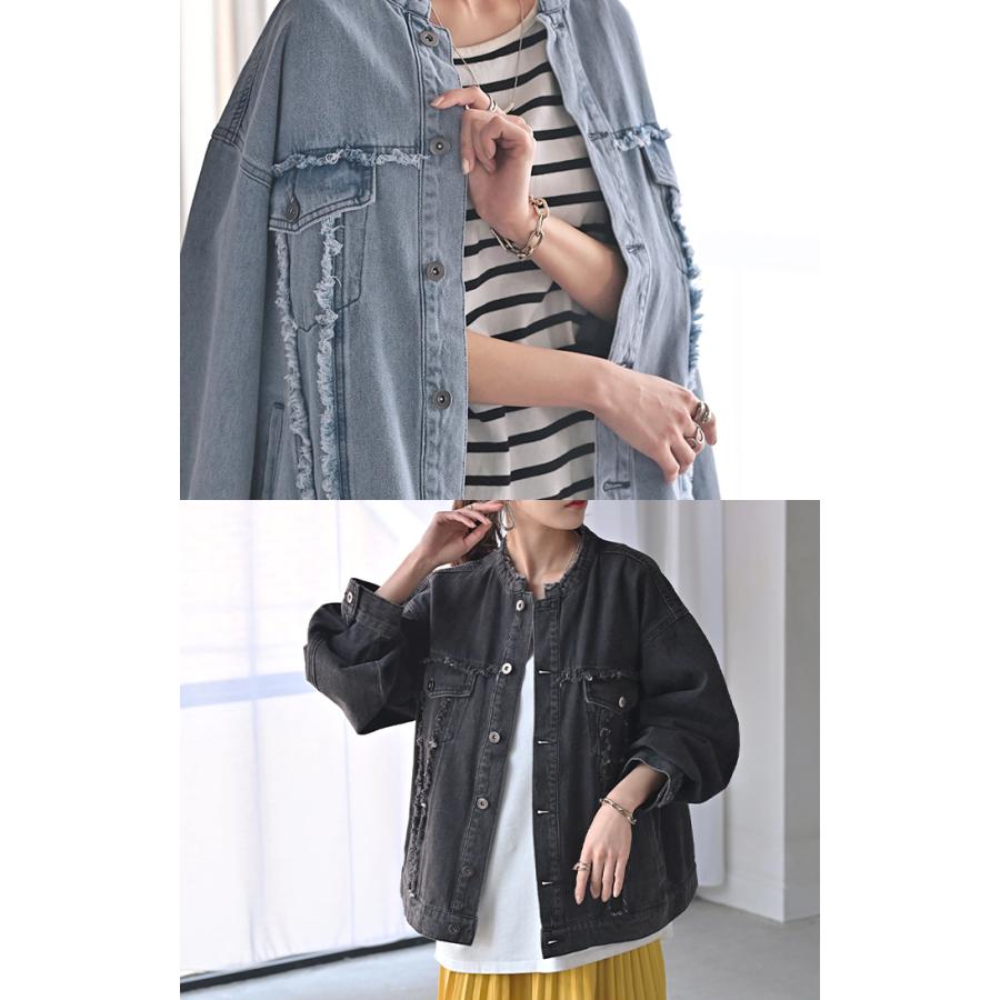 Gジャン ビッグ オーバーサイズ デニム アウター デニムジャケット レディース デニムシャツ トップス | HUG.U | 05