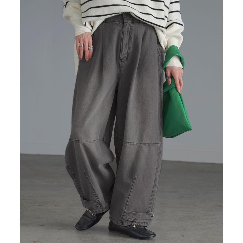 デニム パンツ デニムパンツ カーブ レディース ワイドパンツ ワイド ジーンズ ジーパン カーブパンツ | HUG.U | 07