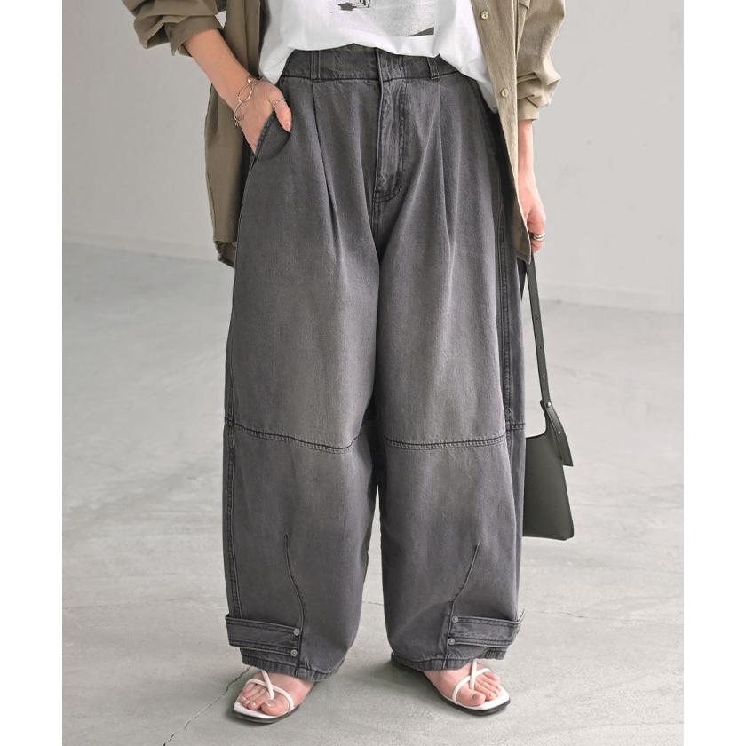 デニム パンツ デニムパンツ カーブ レディース ワイドパンツ ワイド ジーンズ ジーパン カーブパンツ | HUG.U | 07