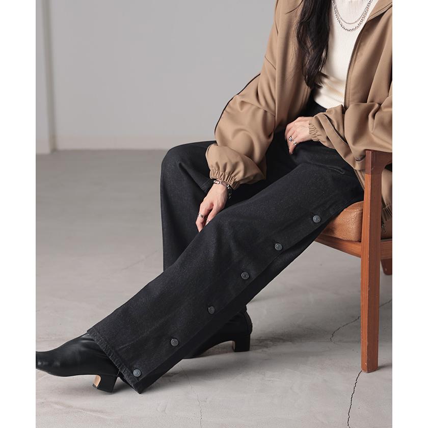 デニム パンツ デニムパンツ レディース ワイドパンツ ワイド ジーンズ ジーパン 体型カバー ボトムス ボトム ストレート ロング ロングパンツ ズボン ゆったり | HUG.U | 13