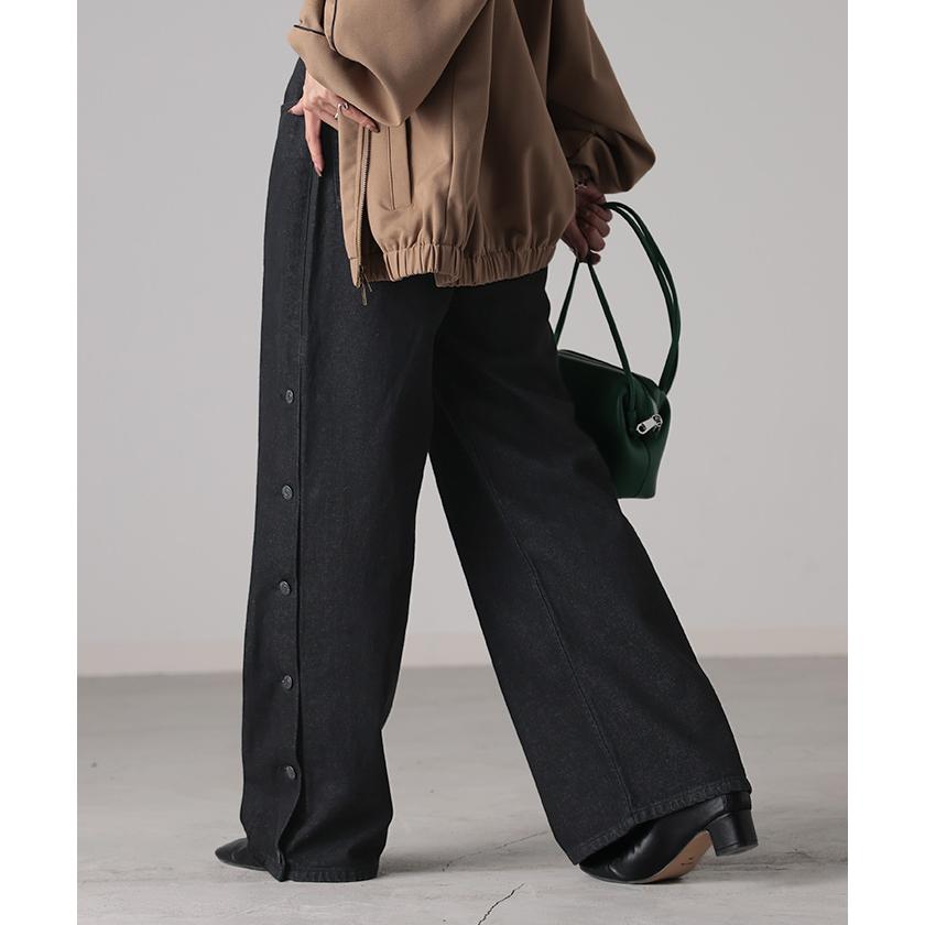 デニム パンツ デニムパンツ レディース ワイドパンツ ワイド ジーンズ ジーパン 体型カバー ボトムス ボトム ストレート ロング ロングパンツ ズボン ゆったり | HUG.U | 03